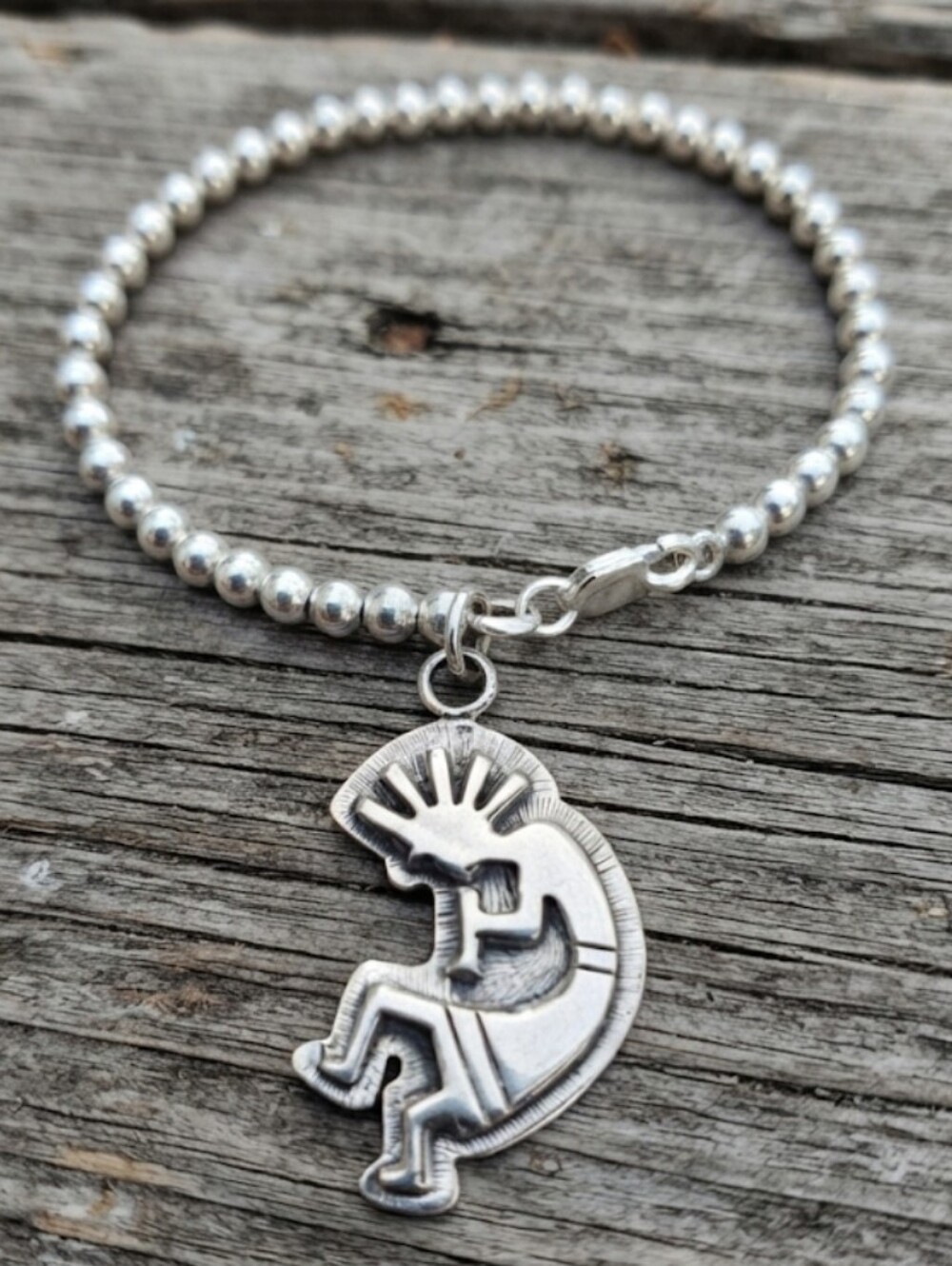 Sterling Silver Kokopelli Charm BRACELET